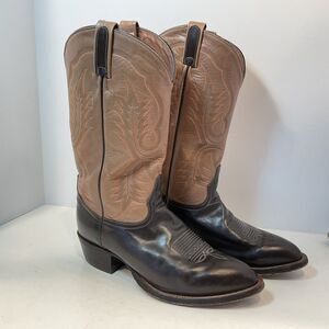 Tony Lama CZ4003 Two Tone Western Cowboy Leather Boots Brown Sz 10.5D Texas